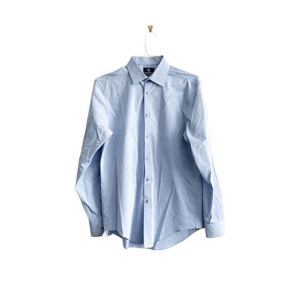 Calvin Klein Mens Slim Fit Non Iron Shirt Button Down Long Sleeve Blue Medium - Picture 1 of 7